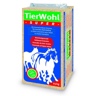 24Kg TierWohl Super Pferdeeinstreu Boxen Einstreu Weichholz Granulat